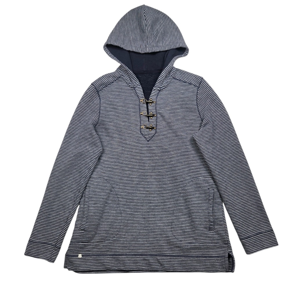 Lauren Ralph Lauren Hoodie Womens Small Navy White Striped Toggle Pullover Sweat